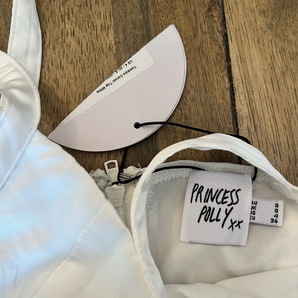 NWT Princess Polly White Satin Corset Crop Top size 4 - Picture 3 of 10